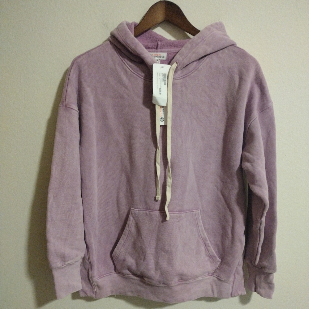 Evereve Sundry Mineral Wash Slit Hoodie